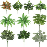 Artificial flowers Green Plant Leaves 7 Heads Green Rossian Leaves Bouquet Plant Wall Flower Arrange
