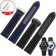 Alternative Omega Speedmaster's Dark Surface Hippocampus 300 Meters Black Blue Nylon Canvas Watch Strap 19 20 22