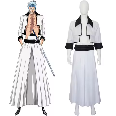 IN STOCK Grimmjow Jaegerjaquez Cosplay Costume Anime Sexta 6th Espada Arrancar Kimono White Outfit