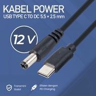 OOTDTY USB Type C to DC Power Cable 5.5x2.5mm CCTV Router Charger 97cm 12V - PA12M