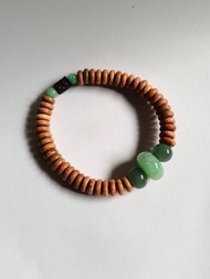 天然緬甸翡翠算盤珠 創作手鍊 花梨木平安扣串珠