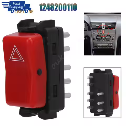 Red Hazard Light Emergency Warning Flasher Switch Button 1248200110 for Mercedes W201 W124 W202 300C