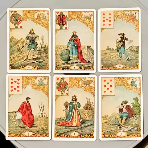 Traditional Cartomancy Cards 9*6cm Vintage Antique Destiny Fortune Telling Cards, 32-Card Oracle Dec