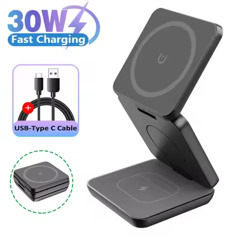 3 in 1 Foldable Magnetic Wireless Charger Stand Macsafe for iPhone 15 14 13 12 Apple Watch 8 7 6 Air