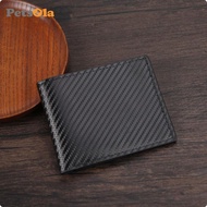 [PETSOLA] Bifold Carbon Fiber Wallet Identification Window Men's Bifold Wallet Individual