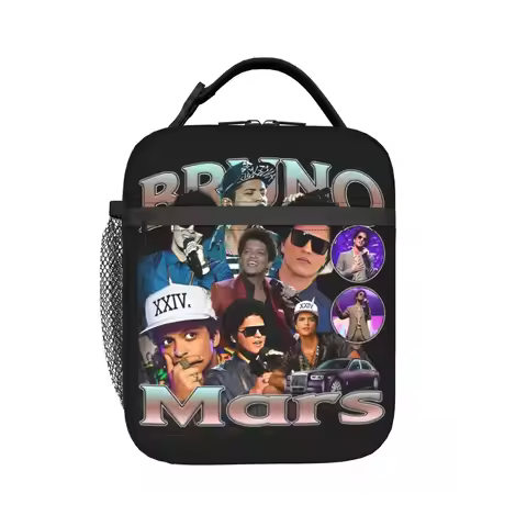 Custom Bruno Mars Pop Music Portable Lunch Boxes Women Men Waterproof Singer Thermal Cooler Food Ins