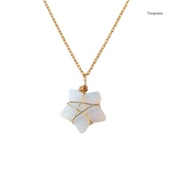 【CH*】 Pentagram Necklace Natural Opal Jewelry Copper Material Party Jewelry