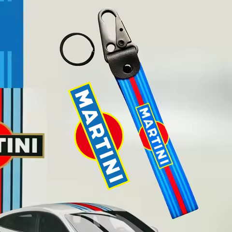 Martinis Racing Keychain Martini Nylon Leather Keyring Holder for Porsche 911 917 917LH 918 Panamera