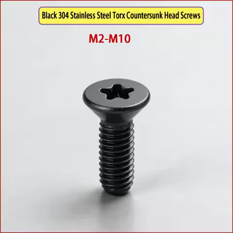 Black 304 Stainless Steel Torx Countersunk Head Screws - Star Drive Hexagon Bolts M2M3M4M5M6M8M10