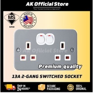 13A 2GANG METAL SWITCH SOCKET /13AMP M/CLAD / CLAD 2G 2 GANG