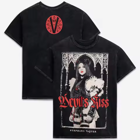Stephanie Vaquer Graphic Washed T-shirt Men and Women Summer Gothic Clothing Fashion Round Neck Shor