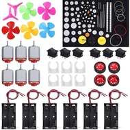 6 Set DC Motor Kit,Electric 1.5-3V 24000RPM Motor with 86 Pcs Plastic Gears,AA Battery Holders,Brack