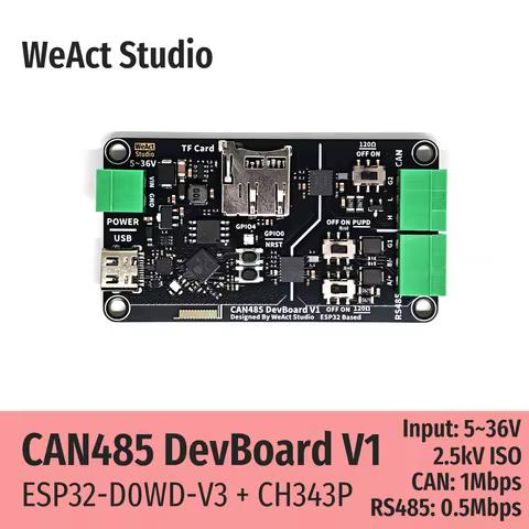 WeAct CAN485 DevBoard ESP32-D0WD-V3 CH343P CAN RS485 Development Board 5-36V 2.5kV Isolation 1Mbps C