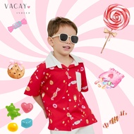 VACAY INDEED | Mini Diddy Shirt ลาย Candy Shop เสื้อเชิ๊ตเด็กผู้ชาย มีกระเป๋า / พร้อมส่ง