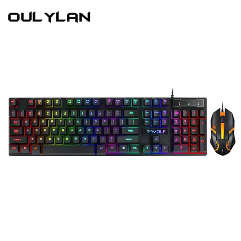 T-WOLF Thunder Wolf TF200 Gaming Keyboard Spanish Russian USB Suspended Wired Backlight Keyboard and
