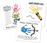 Fathers Day Crafts from Kids - Custom Handprint Set 3, Personalized Best Dad Ever Handprint Kit Fami