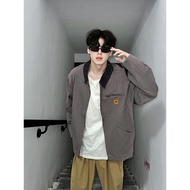 แจ็คเก็ตเบสบอลสั้นสีกรมท่า American Style สำหรับผู้ชาย แจ็คเก็ตฤดูใบไม้ร่วง CleanFit Barn Wind Detro