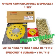 (O-RING) LC135 /RXZ /125Z ZR /Y125Z ZR/ SRL110/Y110 SS 428H CHAIN ORING GOLD SPROCKET SPOKET 428 RAN