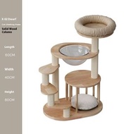 專為矮腳貓訂製的實木貓爬架來啦 貓窩貓樹一體設計超實用 小型尺寸適配家居空間 幼貓跳臺趣味十足 曼基康短腳短腿也能暢快玩耍 穩固結構安全有保障 讓貓咪擁有專屬歡樂小天地 盡享愜意時光