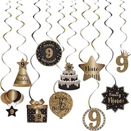 BRT Bearingshui Happy 9th Birthday Party Hanging Swirls Streams Ceiling Decorations, Celebration 9 F