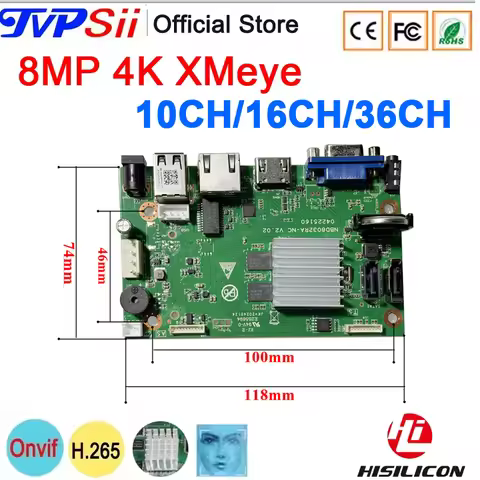 Face Detection SATA DC12V Audio XMeye H.265+ 8MP 4K 16CH 36 Channel Onvif CCTV DVR NVR Surveillance