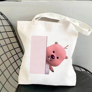 กระเป๋าผ้าใบ Canvas Shoulder Bag Loopy Little Beaver Cute Emoticon กระเป๋าสะพายไหล่แบบลำลองสำหรับนัก