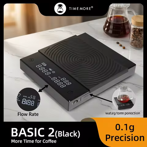 TIMEMORE Store Black Mirror Basic2 Plus New Up Digital Coffee Food Kitchen Scale With Time USB Light
