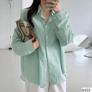 Áo Sơ Mi Nữ form rộng SANJOLI Sơ Mi Nữ Form Hàn Quốc Dáng Dài Phong Cách Dài Tay Cúc Trắng AO014