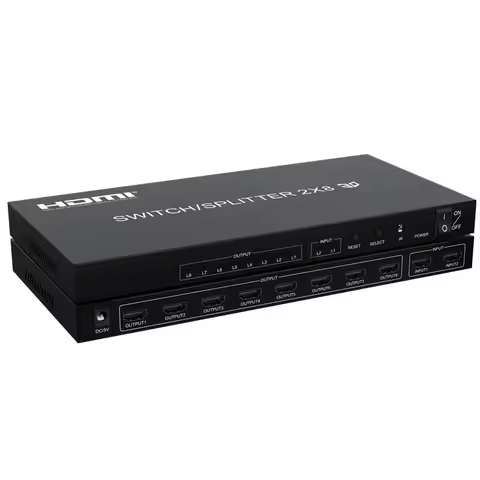 4K 2x8 HDMI Switch Splitter 2 in 8 out HDMI Splitter Switch Video Distributor to 8 Screen for TV Mon