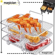 MAG Air Fryer Rack, Multi-Layer Stackable Dehydrator Rack,  Stainless Steel Cooker Three-Layer Basket Kitchen Gadgets