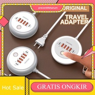 Fast Charger PD 50W 6 Ports 4 Usb +2Type-C Charger Adapter LED.