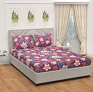 AMEYAA Cotton Feel All Around 60" x 78" Elastic Fitted Glace Printed Queen Size Double Bed Bedsheet 