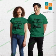 baju kaos natal merry christmas black logo - tshirt christmas - hijau anak-anak