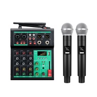 DJ mixer enhances high/low quality volume with wireless microphone in both hands gold/black with USB