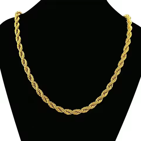 Hot Sale Alluvial Gold Chain Necklace Men Chains Gold K Luxury 7mm Twist Necklace e-commerce Vacuum 