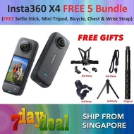 Insta360 X4 360 Camera FREE 5 Bundle: Selfie Stick + Mini Tripod + Bicycle Mount + Chest Strap + Wri