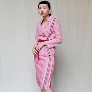 南瓜Vintage。古著 義大利製 Bottega Veneta 高級 條紋 及膝裙