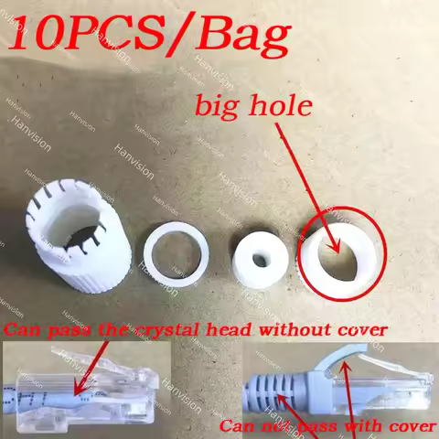 Waterproof Connector Cap Big hole RJ45 10PCS/Lot used for Camera Hikvision etc Crystal head Shell fo