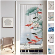 Customized Chinese Style Door Curtain 新中式门帘 Thicken Cotton Linen Long Doorway Curtain for Kitchen Living Room Half Partition Curtain Home Decoration