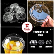 JK【100pcs】 PET (95mm) FLAT/DOME/STRAWLESS/TALL FLAT Lid & Plastic disposable cup lid