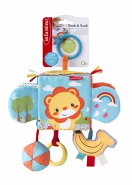 Infantino : Peek &amp; Seek Sensory Discovery Cube - lion : โมบายลูกบาศก์กิจกรรม - สิงโต