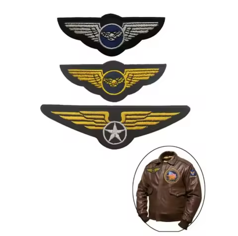 Pilot Aviation Chest Emblem Embroidery HookLoop Patches Military Tactical Morale Badge Clothing Acce