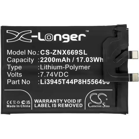 CS Replacement Battery for ZTE Nubia Red Magic 6 Pro,NX669J-P PN:Li3945T44P8H556490 2200mAh / 17.03W