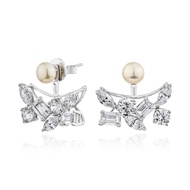 Glintz Euphoria Muse ต่างหูห้อยมุกธรรมชาติ เรือนเงินแท้ ตัวห้อยถอดออกได้ฝังด้วยเพชร cubic zirconia