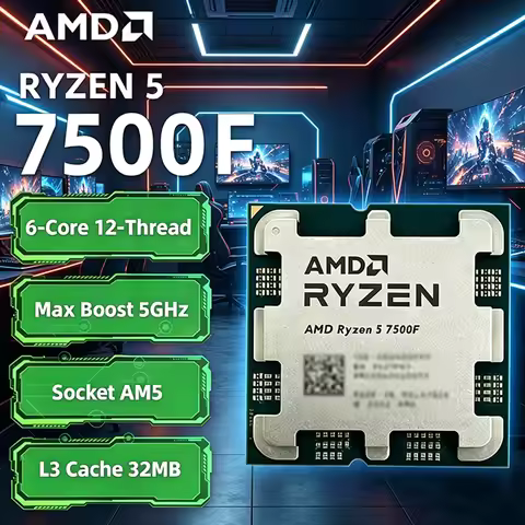 AMD Ryzen 5 7500F 3.7GHz 6-Core 12-Thread L3=32M Processor 65W R5 7500F Socket AM5 5NM DDR5 New Gami