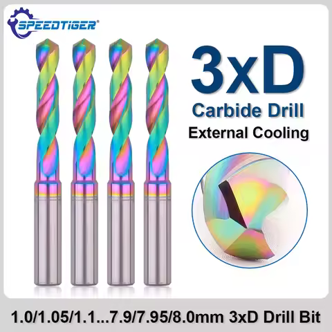 SPEEDTIGER Carbide Drill Bits 3xD DLC Coating External Cooling CNC Machining for Aluminum Copper Dia