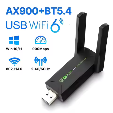Bluetooth 5.4 AX900 USB WiFi 6 Adapter 2in1 Dongle 802.11ax 2.4G&5GHz For Desktop Laptop Win 10/11 W