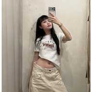 Beautiful women's loose white summer t-shirt vintage unisex star shirt 100% cotton 230g