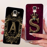 For Samsung Galaxy J6 2018 Case Cover Transparent Luxury Crown A-Z Letters 2D Flat Pattern Soft Casi