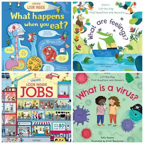 4 Designs Look Inside Jobs/What Happens When You Eat Series English 3D Flap Picture Books Children R